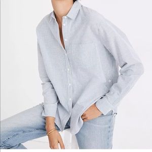 NWT Madewell side-button oversized ex-boyfriend shirt
